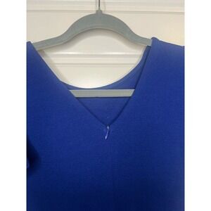 Bright Royal cobalt blue asymmetrical dress with ruffled sleeves, small.